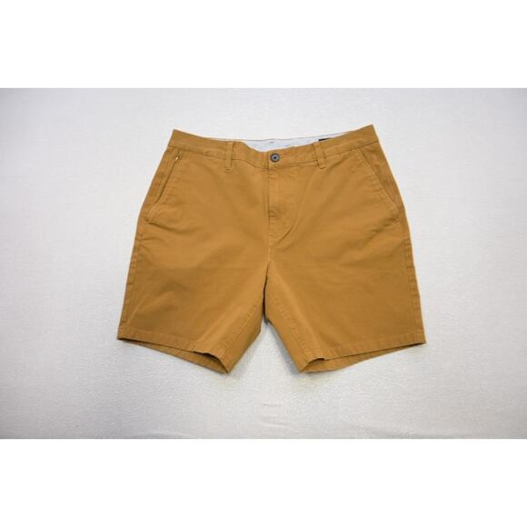 Bonobos 7 Inch Slim Khaki Shorts Brown Flat Stretch Chino Athletic Mens Size 34 - Picture 1 of 6
